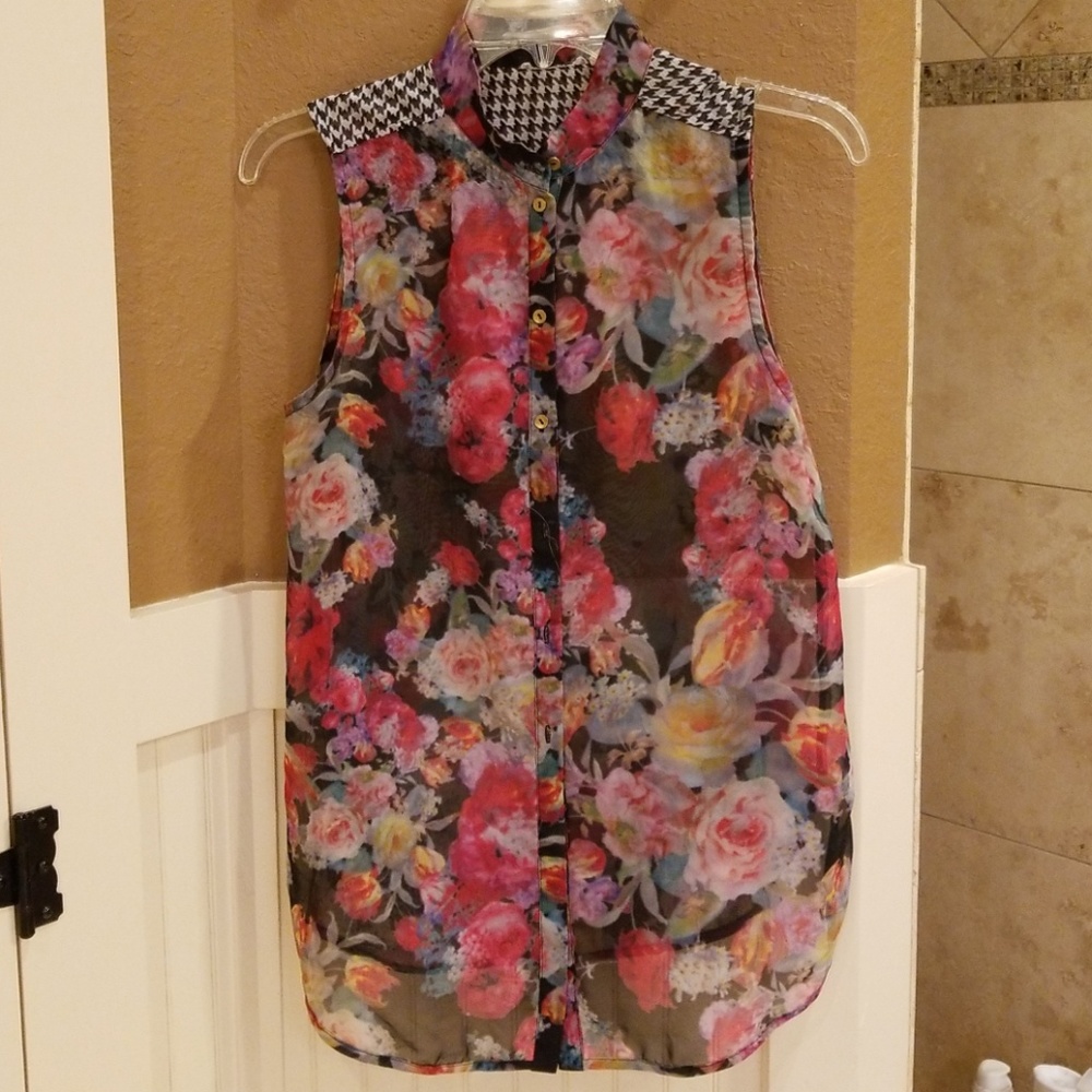 Sheer, flowered blouse